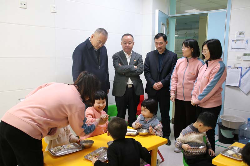 2023年4月6日，高新區(qū)管委會(huì)四級(jí)調(diào)研員尤偉生（左一）在高新區(qū)民政衛(wèi)生工作辦公室主任聶振興（左三)陪同下蒞臨兒童早期發(fā)展部看望指導(dǎo)工作.jpg